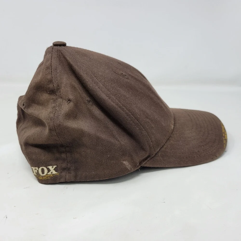 Fox Racing Flexfit Hat Brown Embroidered Logo Baseball Cap Mens S/M Distressed